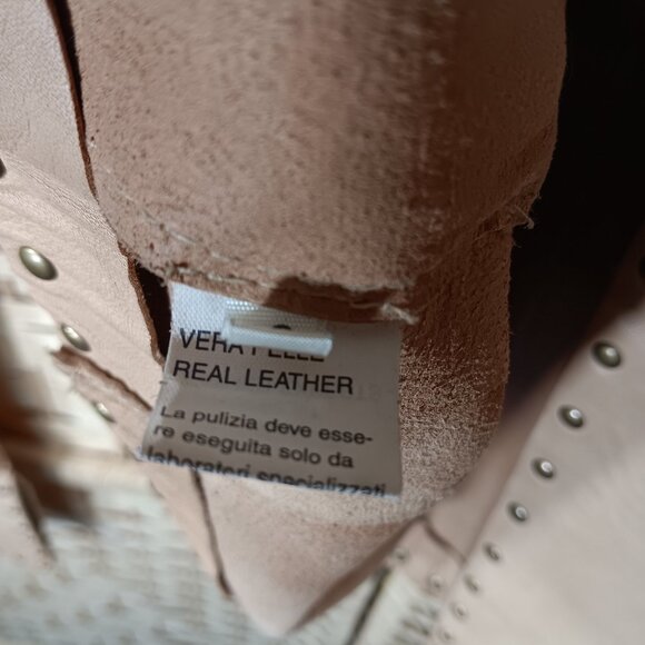 Blur Italian Leather Panama Tan Brown Luxury Studded Jacket Distressed - Picture 9 of 12